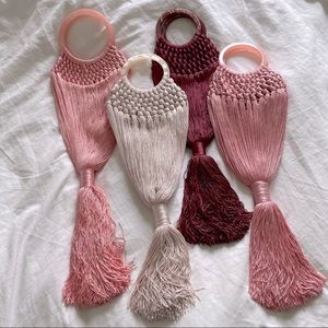 Mini Fringe Tassel Handbag in Burgundy Red